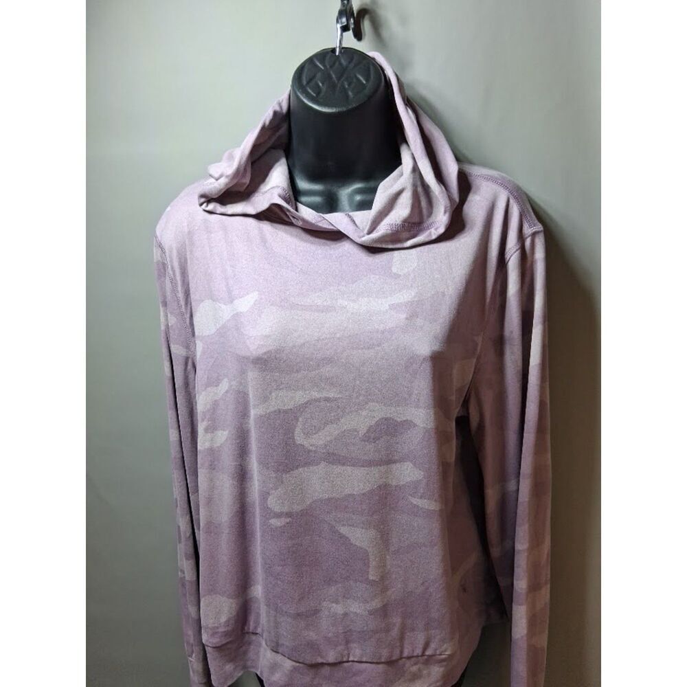 Spyder Active Womens Camo Hoodie L Pink Lavender Pullover Sweatshirt Thumbholes
